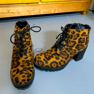 Cheetah print booties